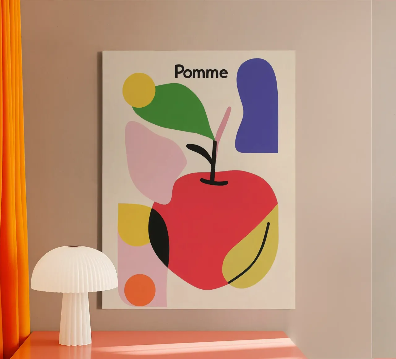 Mela modernista tela con Cornice a cassetta da Pop and Fruits - Affiches & posters