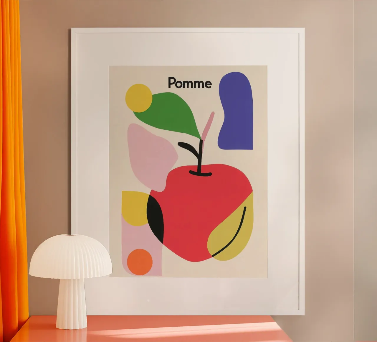 Modernist apple poster with wooden frame by Pop and Fruits - Affiches & posters