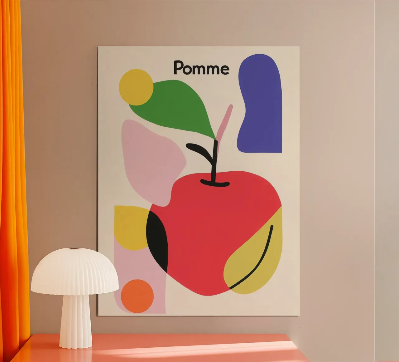 Modernist apple poster with wooden frame by Pop and Fruits - Affiches & posters