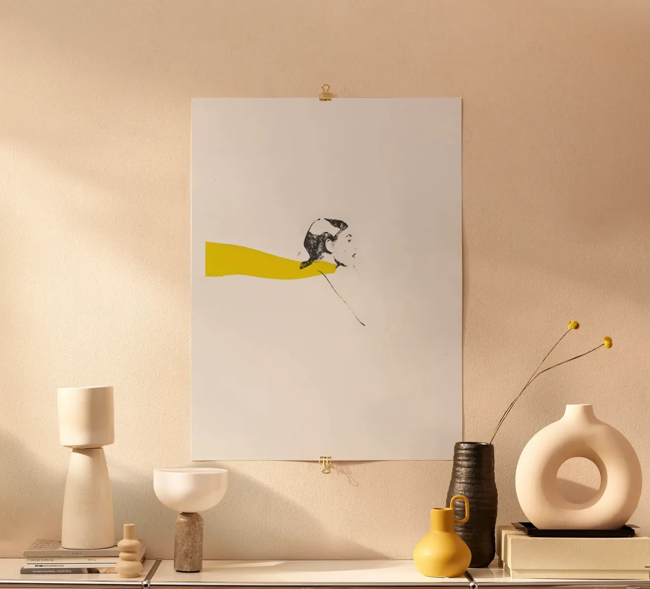 Untitled (Yellow Scarf) poster met kunststof frame van Manuel Rebollo