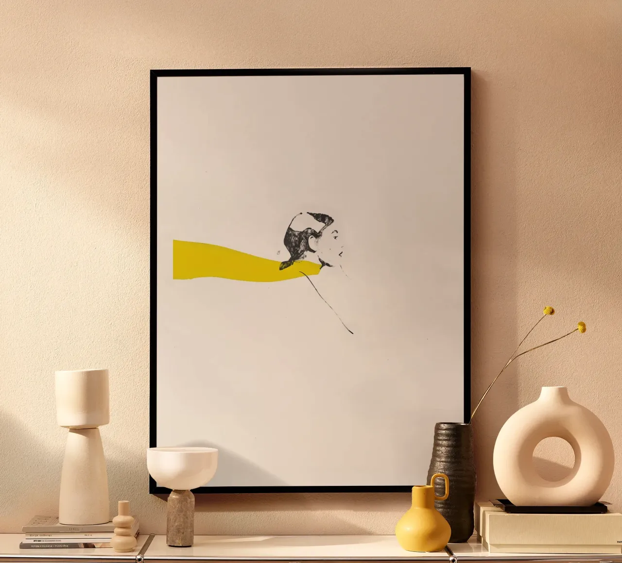 Untitled (Yellow Scarf) poster met kunststof frame van Manuel Rebollo