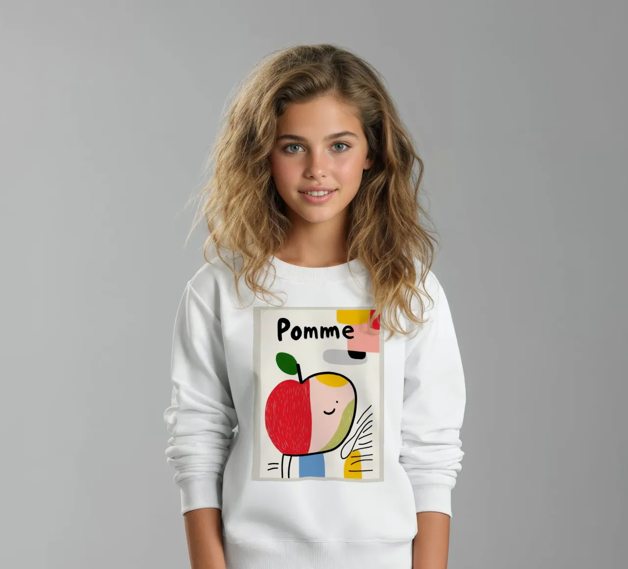 Lächelnder Apfel Kinder Sweatshirt von Pop and Fruits - Affiches & posters