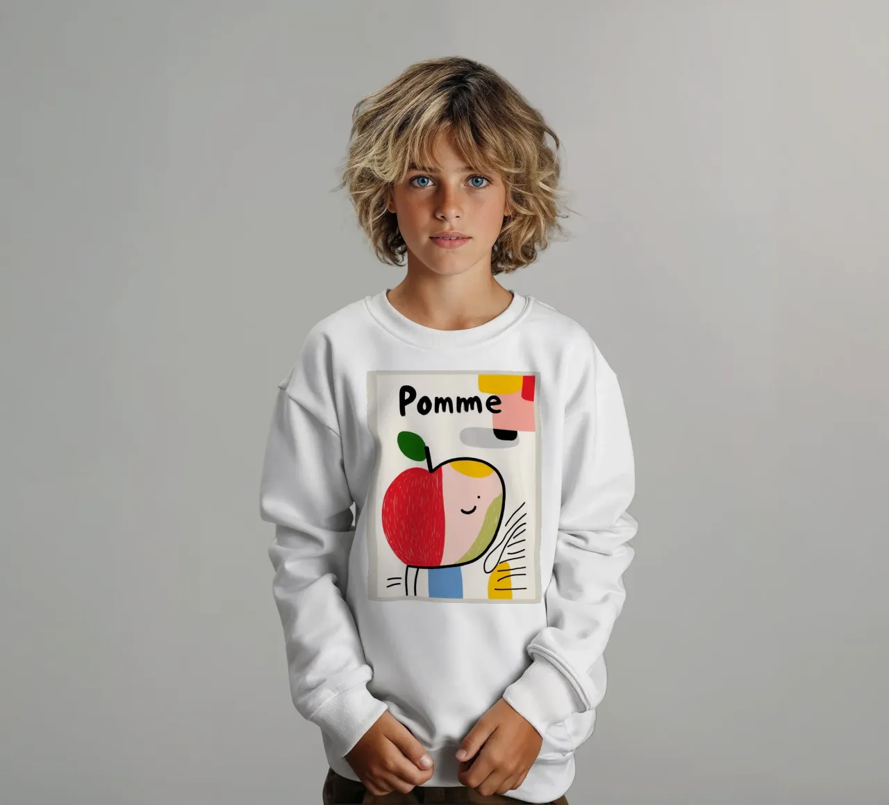 Lächelnder Apfel Kinder Sweatshirt von Pop and Fruits - Affiches & posters