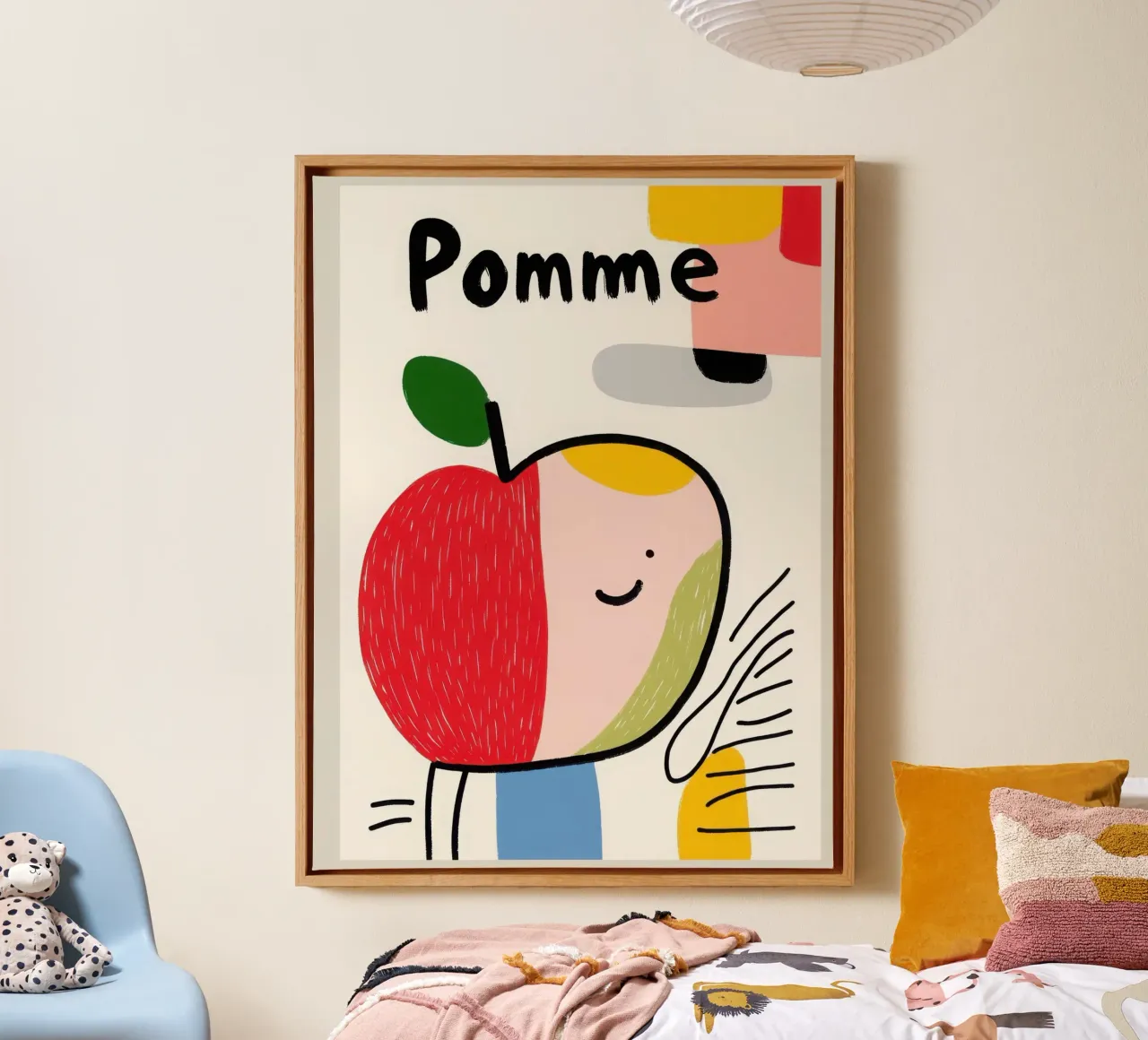 Smiling Apple canvas with Floater frame by Pop and Fruits - Affiches & posters