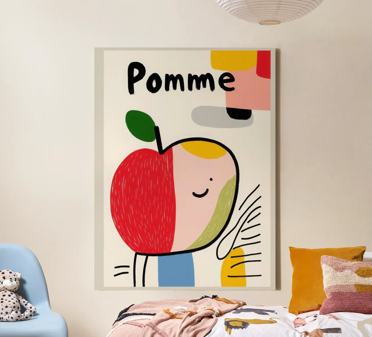 Smiling Apple canvas with Floater frame by Pop and Fruits - Affiches & posters