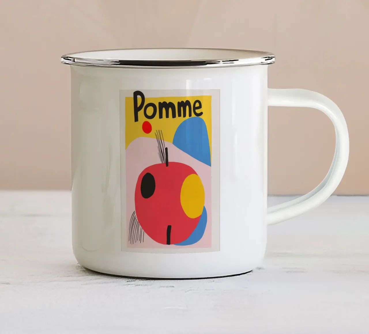 Abstrakter Apfel Emaille Tasse von Pop and Fruits - Affiches & posters