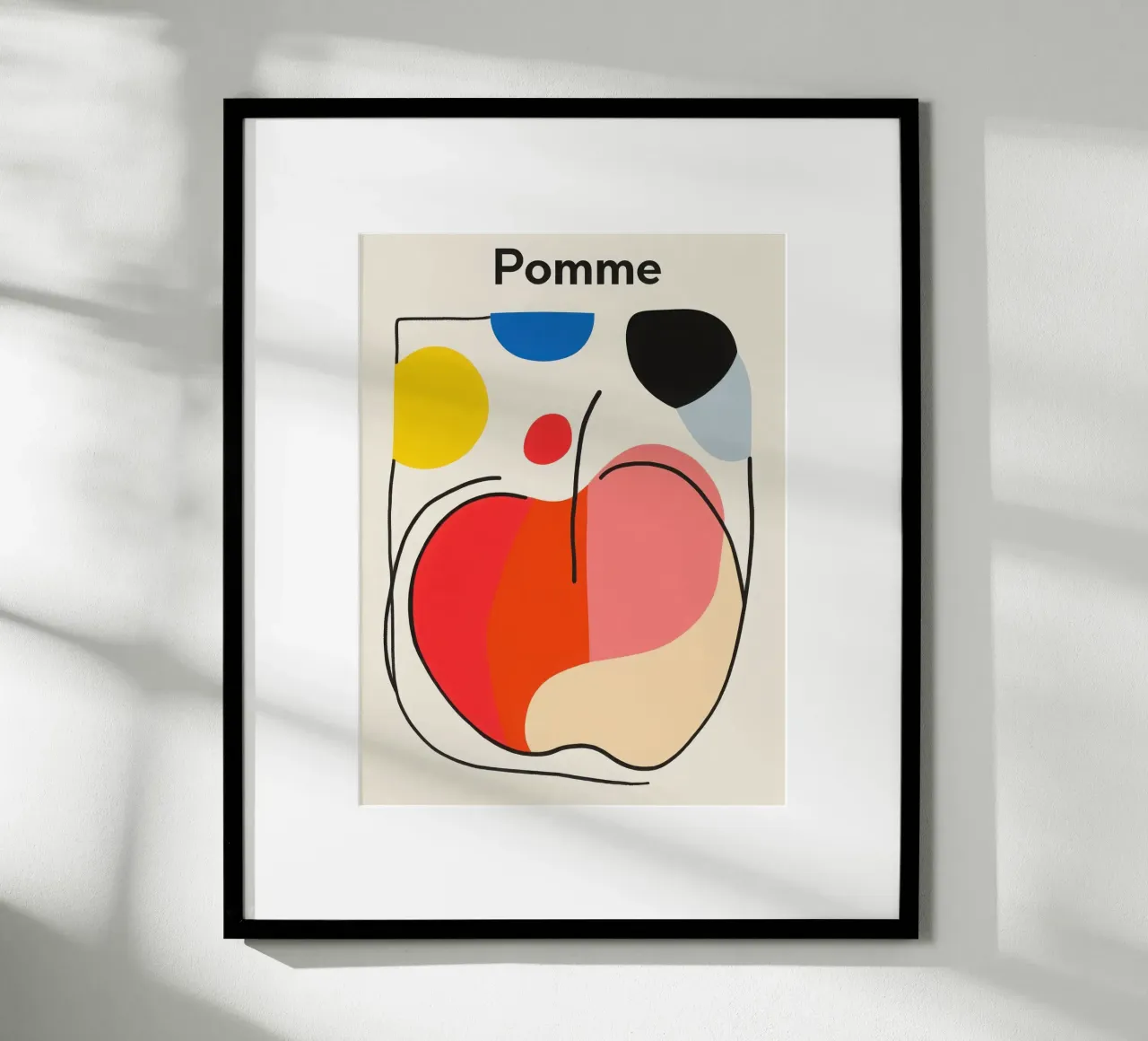 Abstract apple poster with wooden frame by Pop and Fruits - Affiches & posters