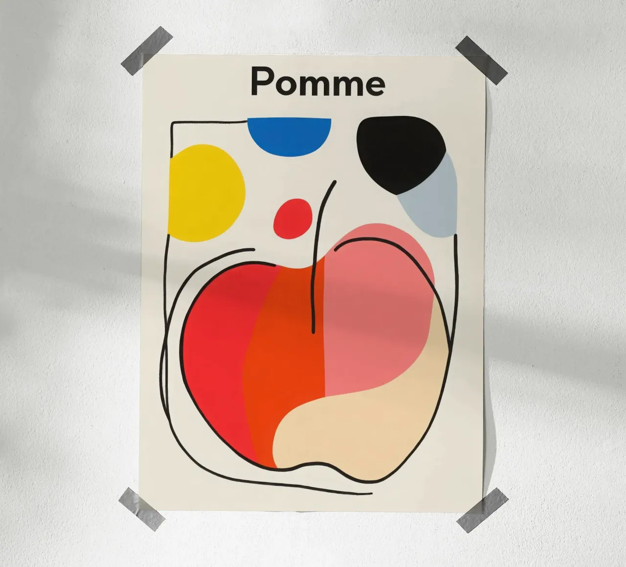 Abstract apple poster with wooden frame by Pop and Fruits - Affiches & posters