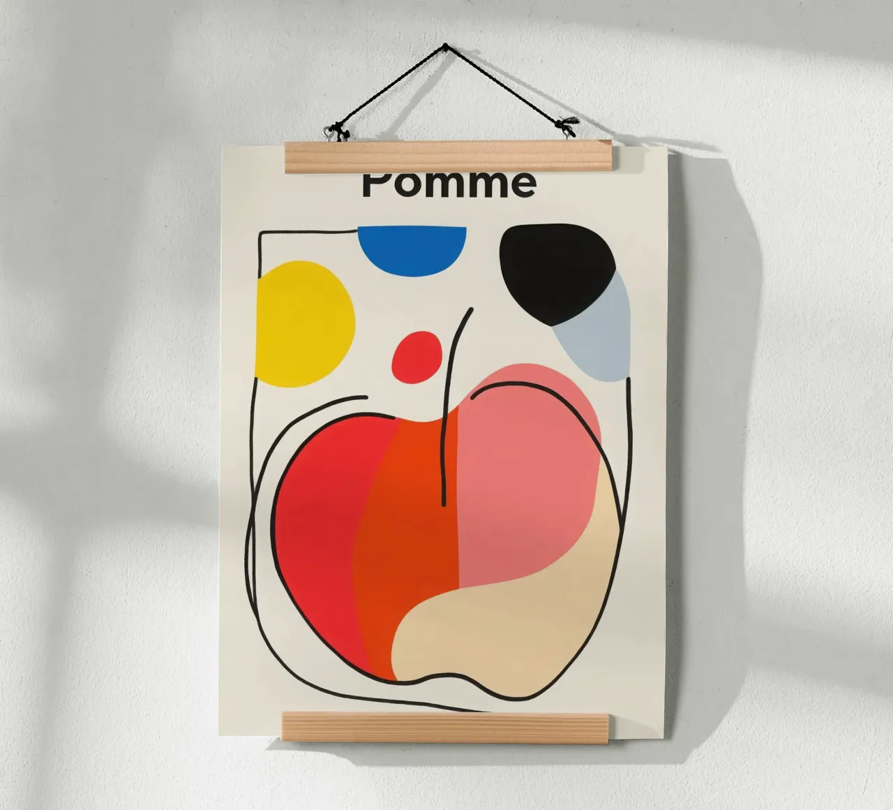 Abstract apple poster with wooden frame by Pop and Fruits - Affiches & posters