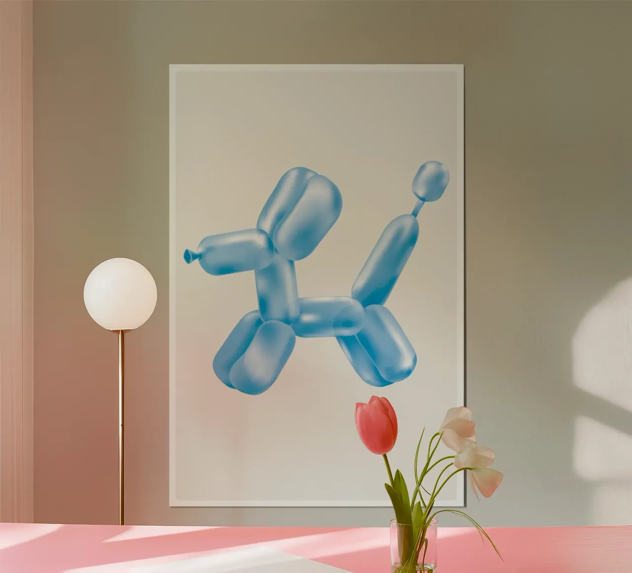 Cane palloncino blu poster con telaio in plastica da Malou-Studio