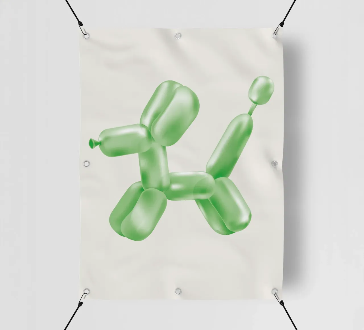 Cane a palloncino verde telo in pvc da Malou-Studio