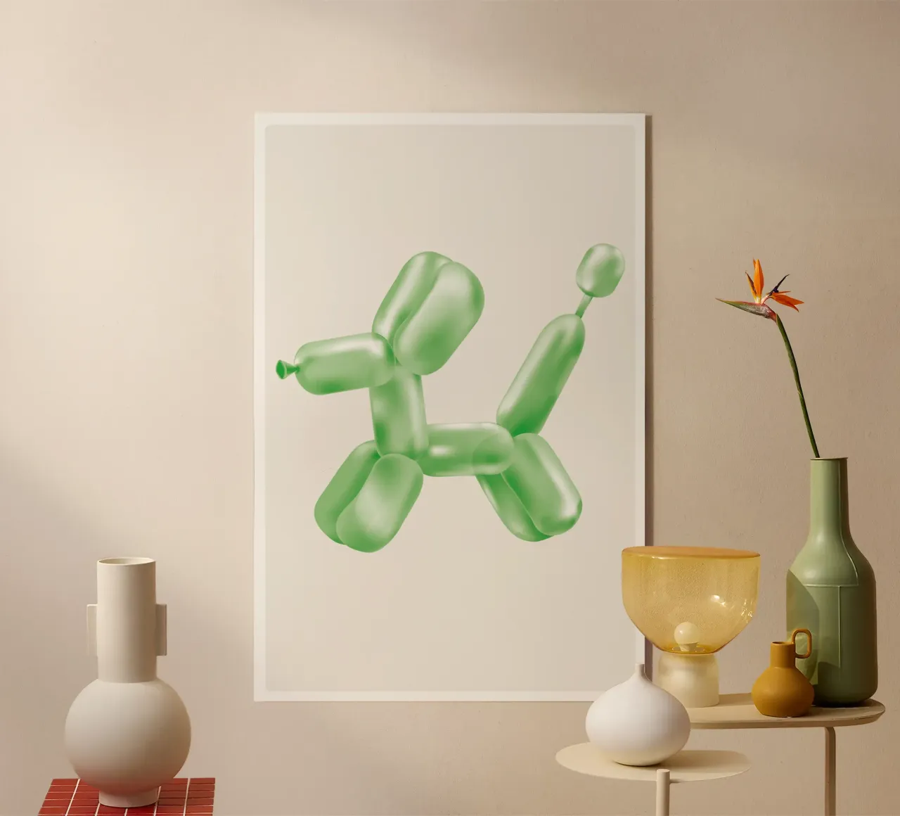 Ballonhund Grün Acryl-Glas von Malou-Studio