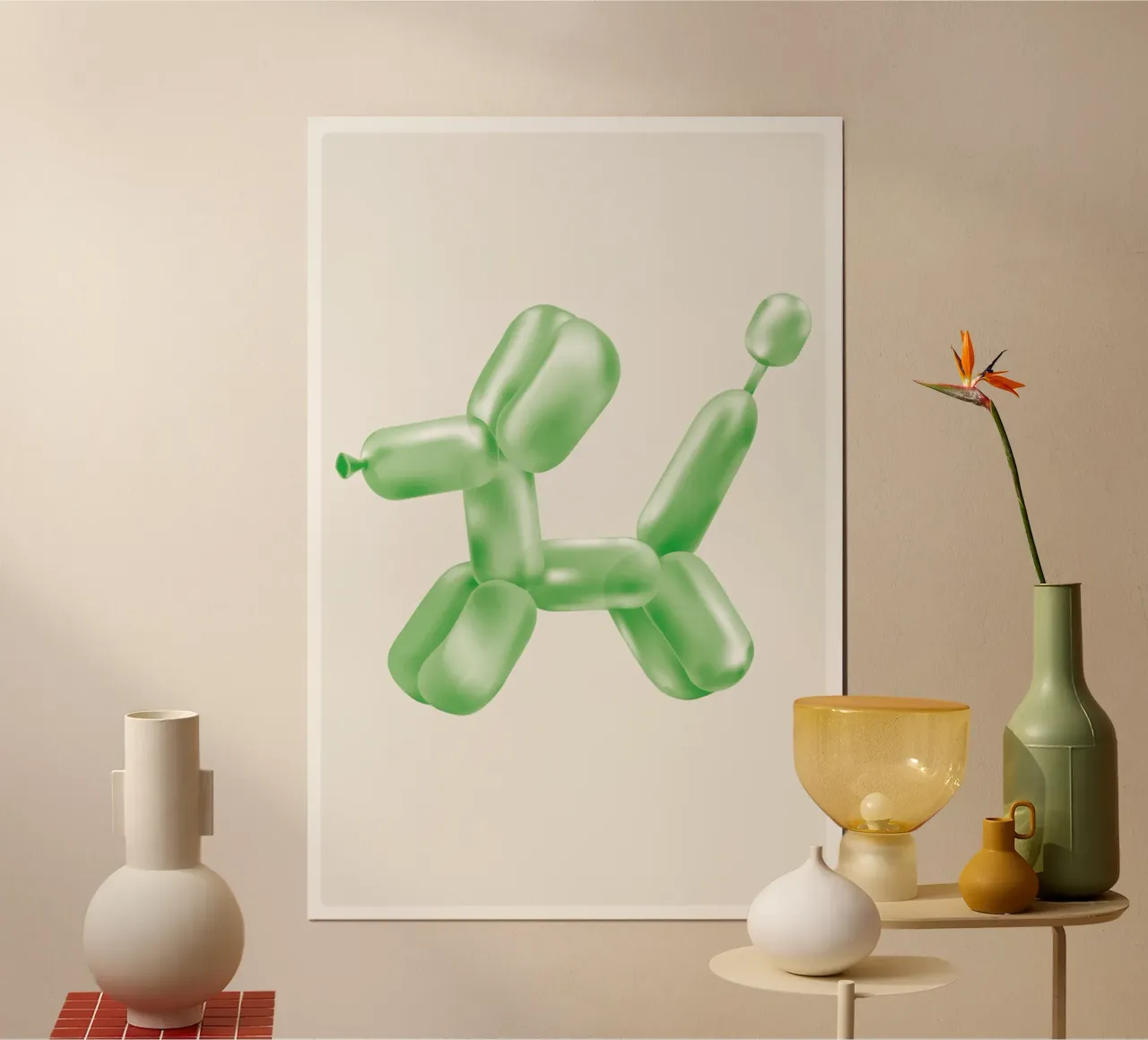 Cane a palloncino verde carta hahnemühle da Malou-Studio