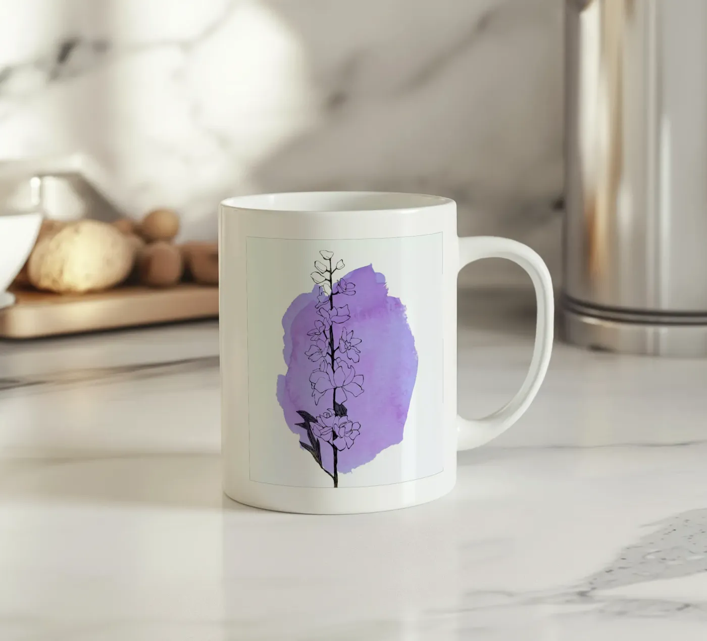 Delphinium ceramic mug by Morgan Kendall