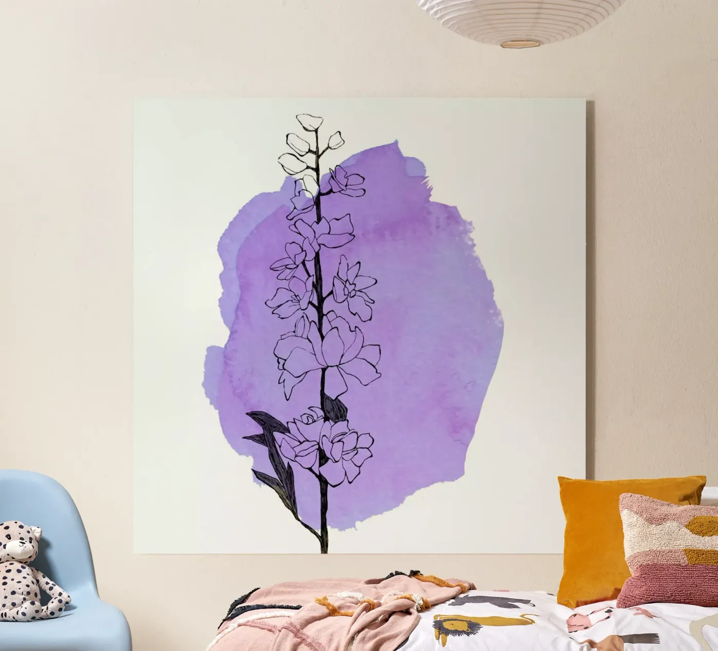 Delphinium acrylic glass by Morgan Kendall