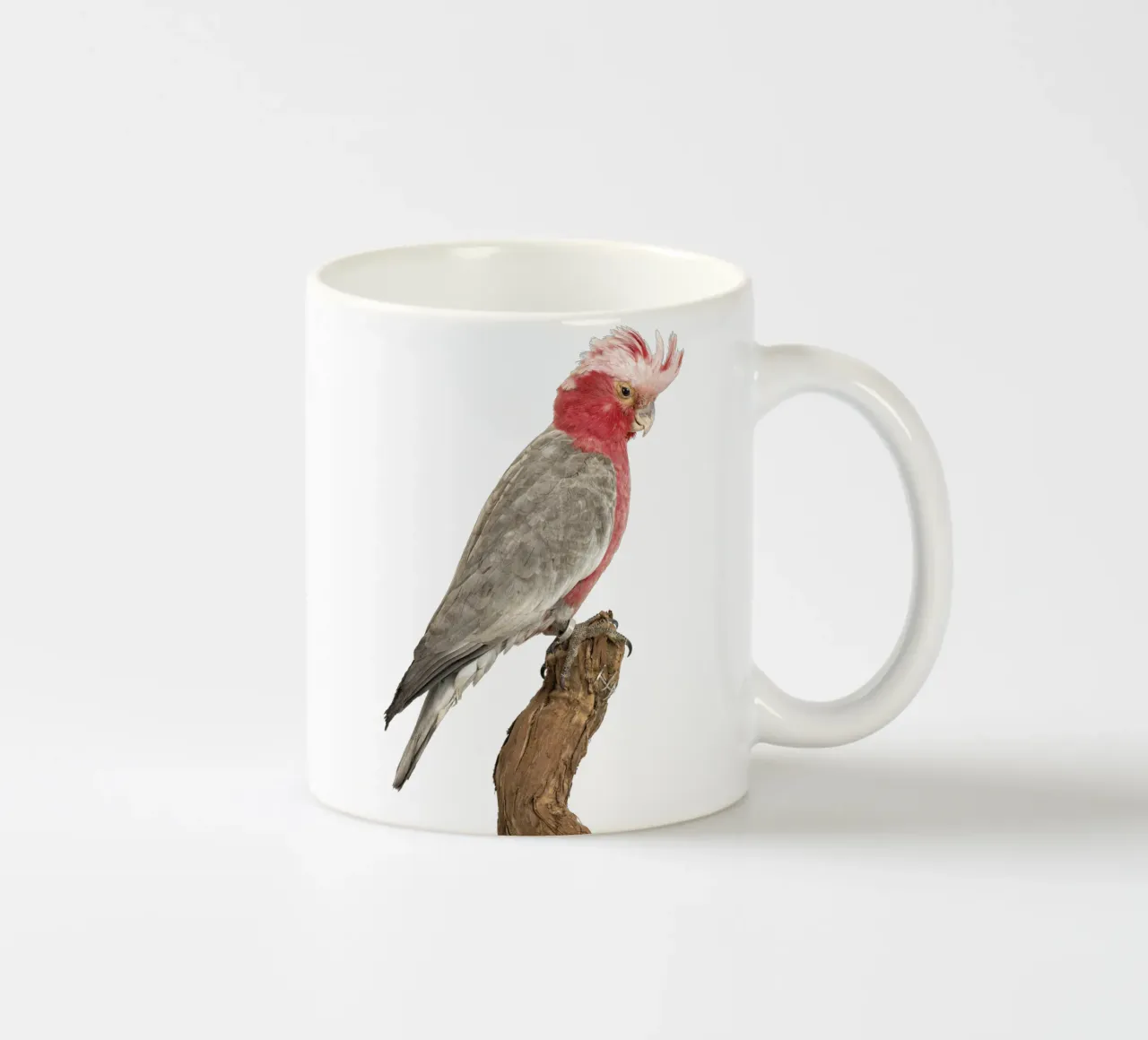 Bellezza esotica: Cacatua rosa e grigio tazza in ceramica da Curious Collections by Marielle Leenders