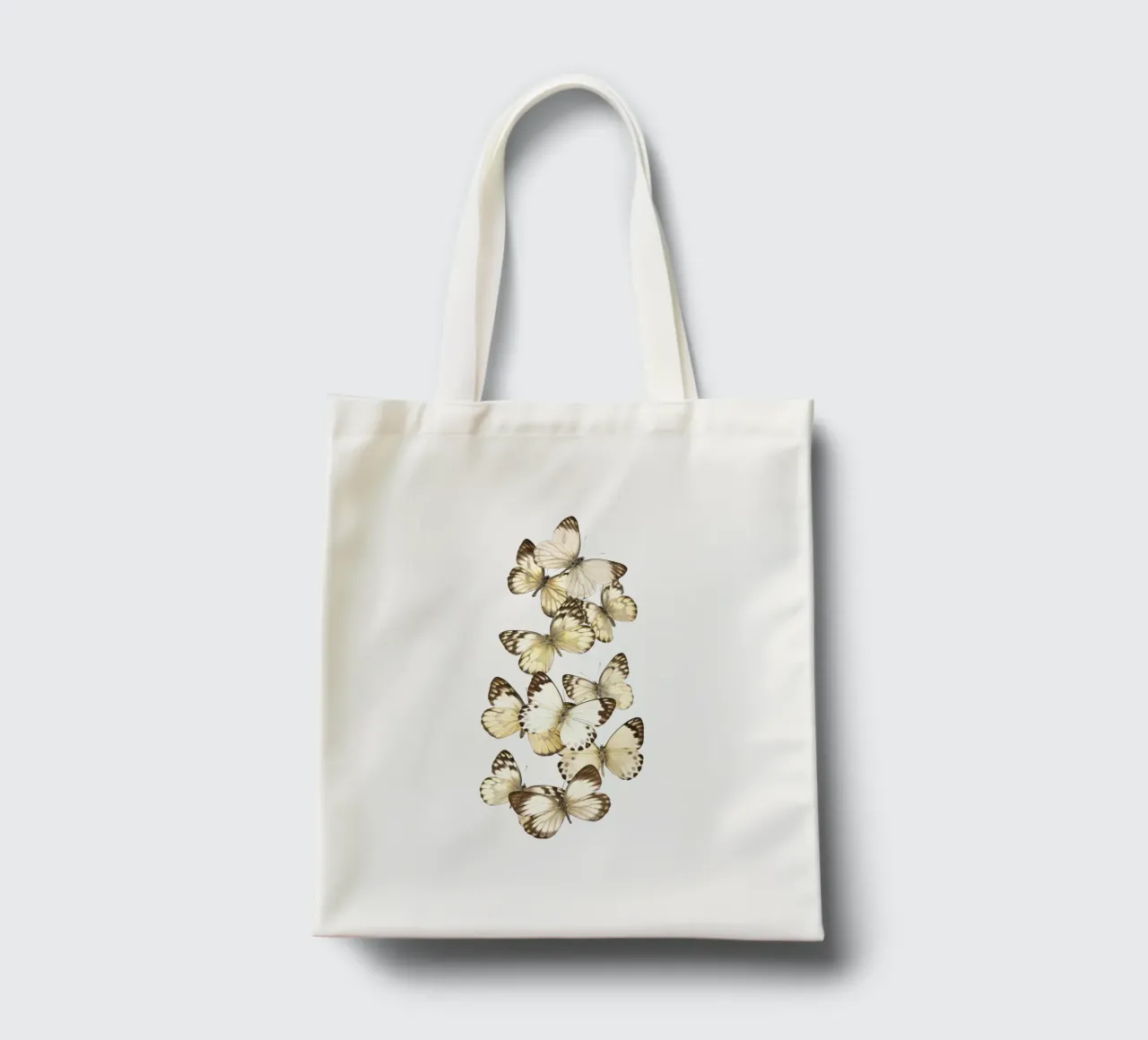 Fluisterende vleugels: Witte vlinderzwerm jute draagtas van Curious Collections by Marielle Leenders