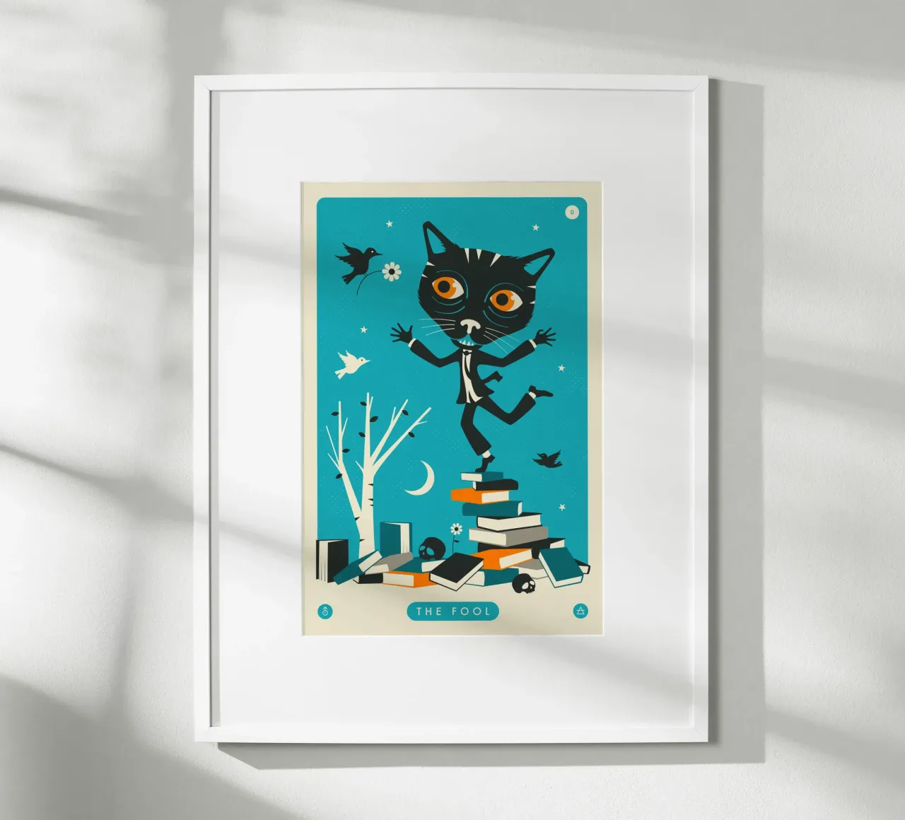 GATTO DEI TAROCCHI: IL FOLLE poster con telaio in plastica da Jazzberry Blue