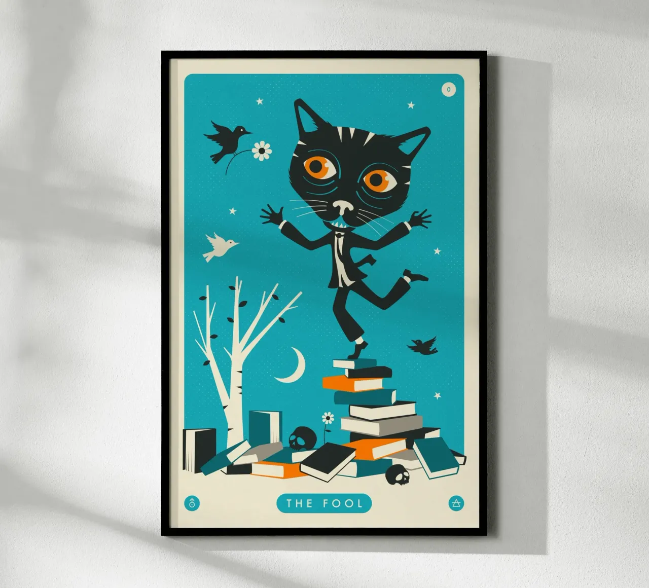 GATTO DEI TAROCCHI: IL FOLLE poster con telaio in plastica da Jazzberry Blue