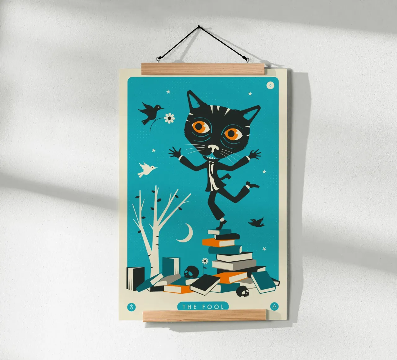 GATTO DEI TAROCCHI: IL FOLLE poster con telaio in plastica da Jazzberry Blue