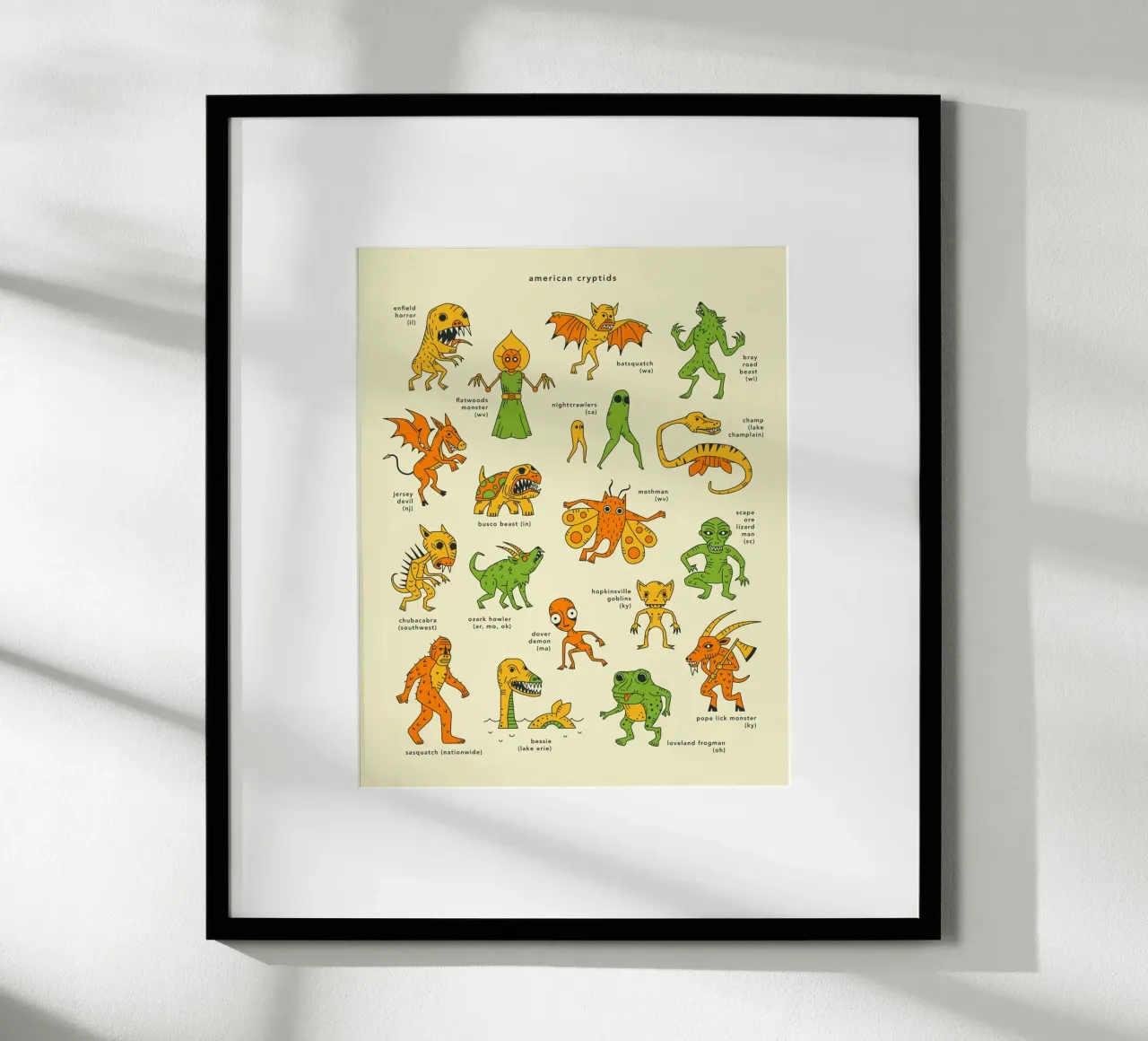CRIPTIDI AMERICANI poster con telaio in legno da Jazzberry Blue