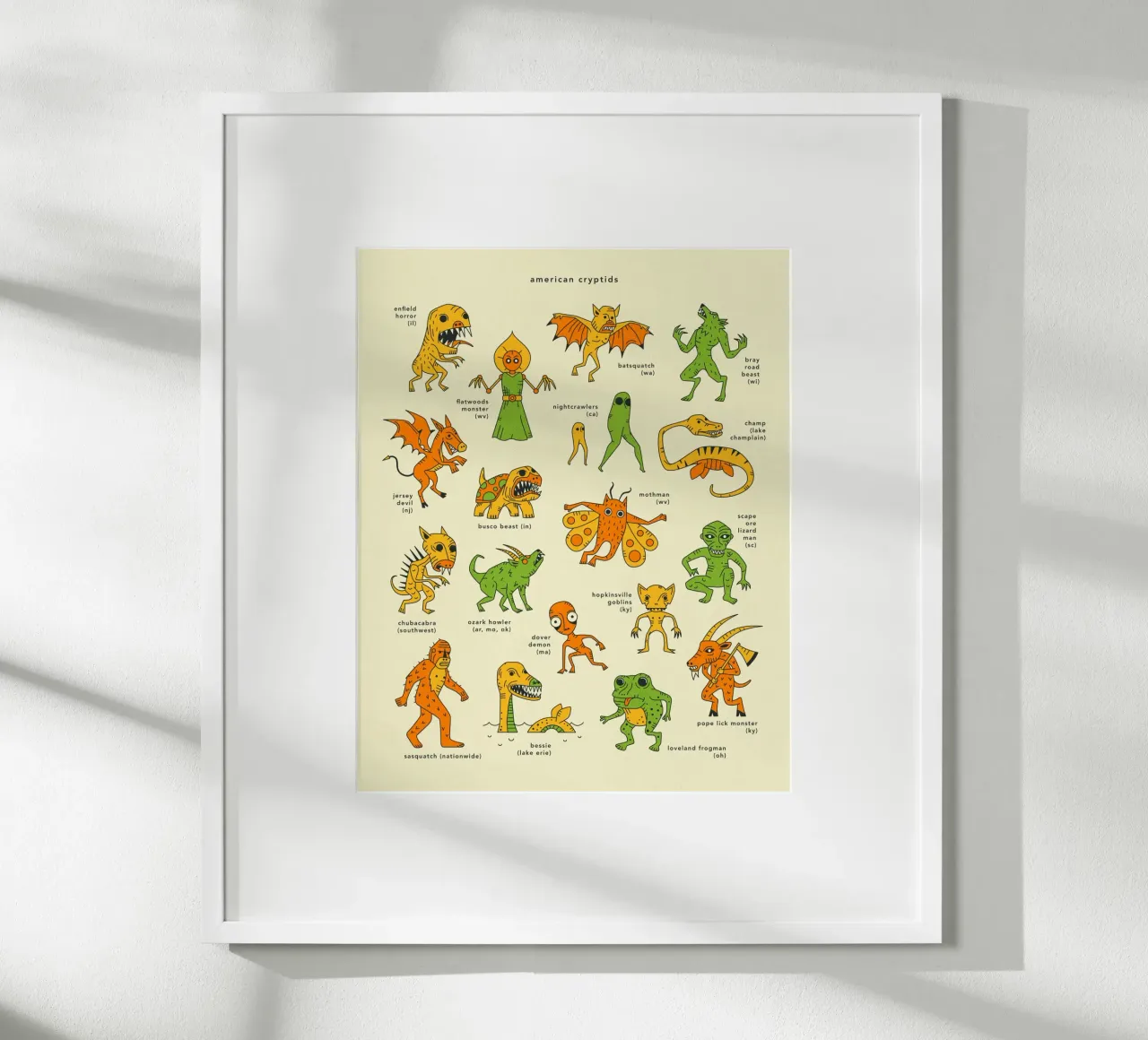 CRIPTIDI AMERICANI poster con telaio in legno da Jazzberry Blue
