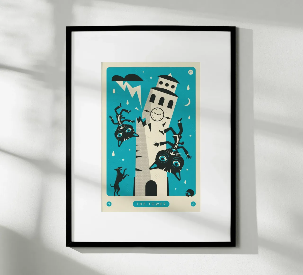 TAROCCHI GATTO: LA TORRE poster con telaio in legno da Jazzberry Blue