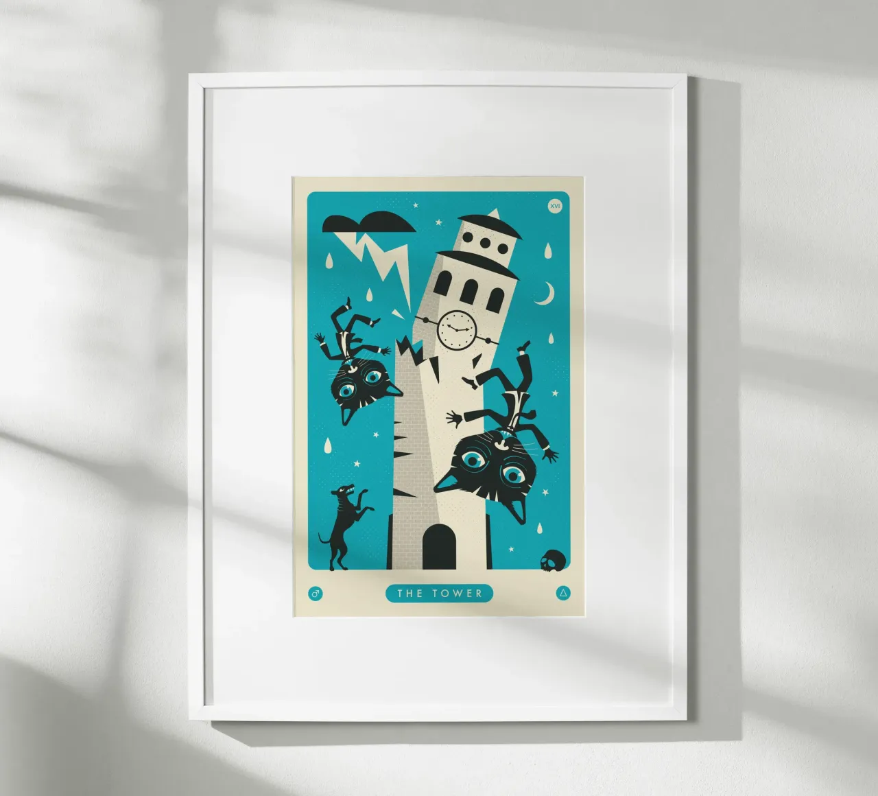 TAROCCHI GATTO: LA TORRE poster con telaio in legno da Jazzberry Blue