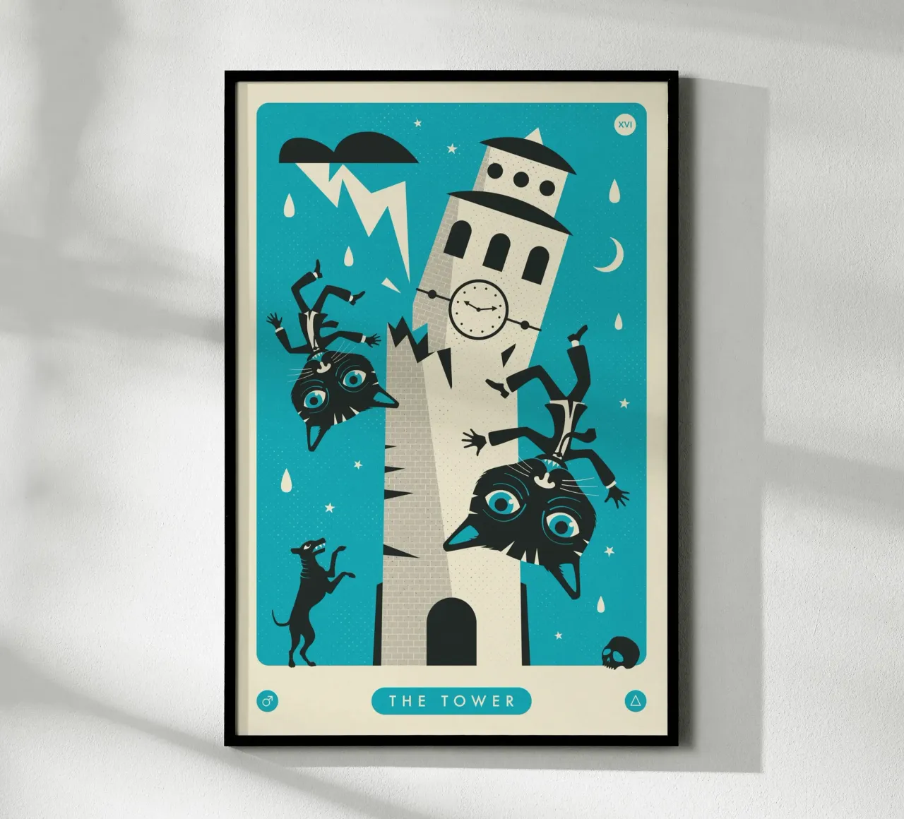 TAROCCHI GATTO: LA TORRE poster con telaio in legno da Jazzberry Blue