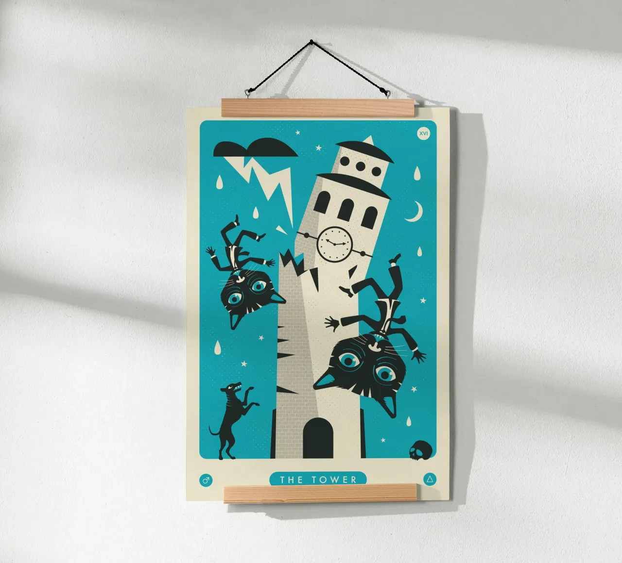 TAROCCHI GATTO: LA TORRE poster con telaio in legno da Jazzberry Blue
