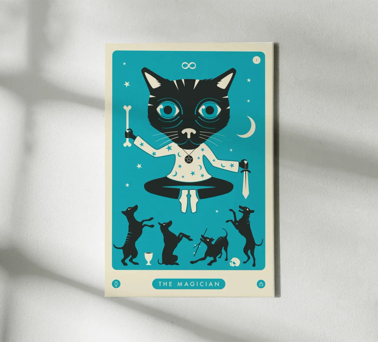 TAROT KAART KAT: DE MAGISCHE canvas met Baklijst van Jazzberry Blue