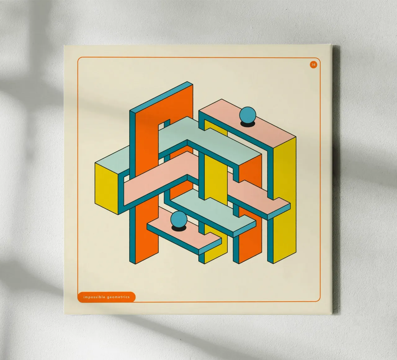 IMPOSSIBLE GEOMETRICS 38 canvas with Floater frame by Jazzberry Blue
