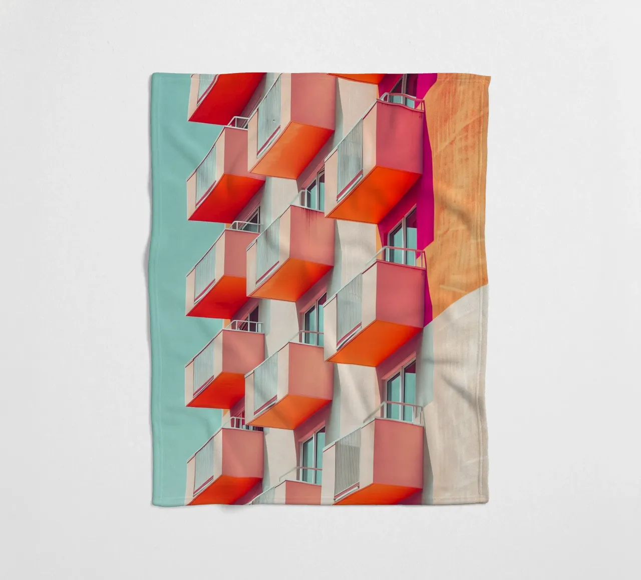 Kleurrijke architectuur 01 fleecedeken van Malou-Studio