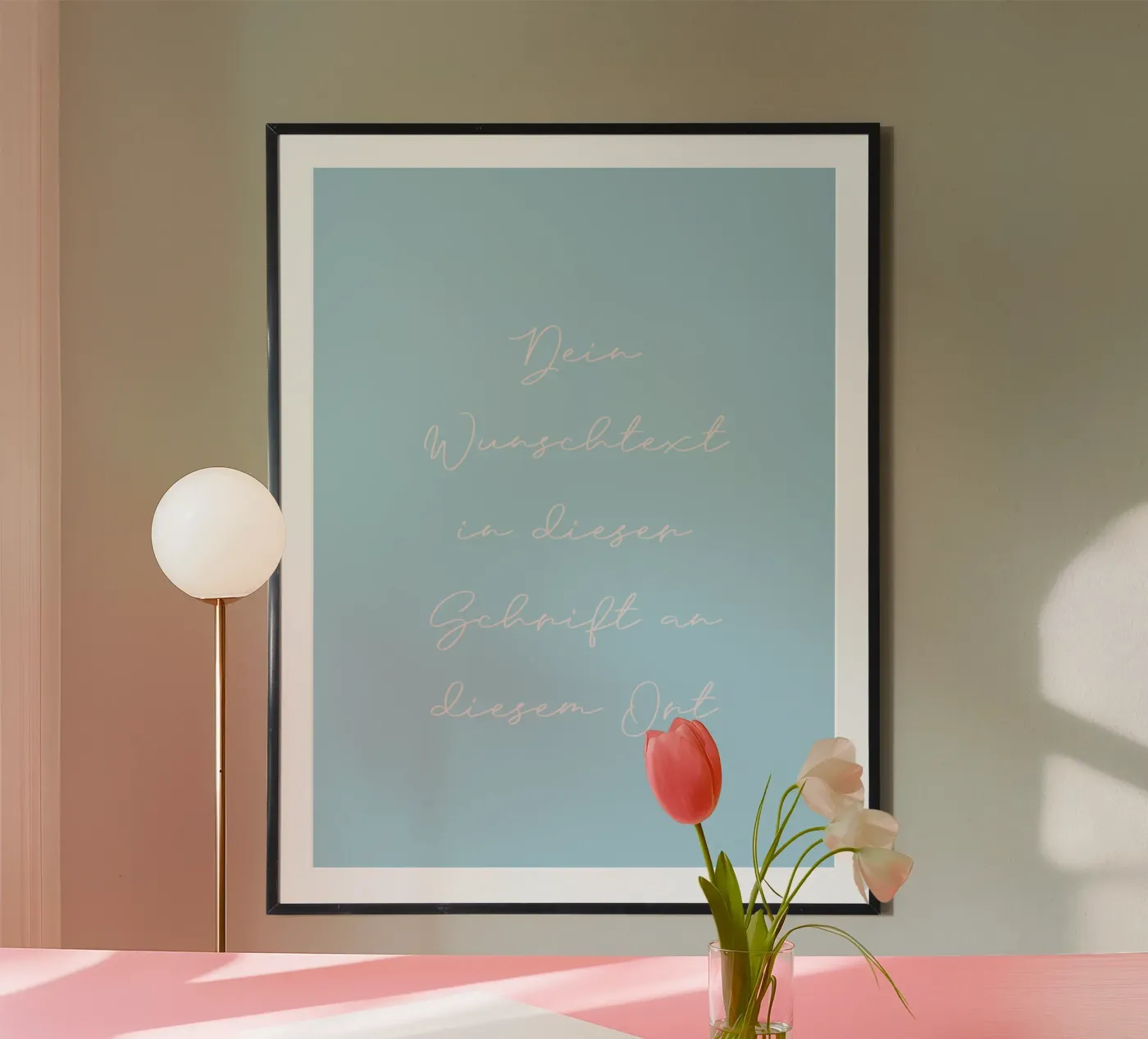 Personalised Light Blue Script Text Poster poster by Little Sundiva