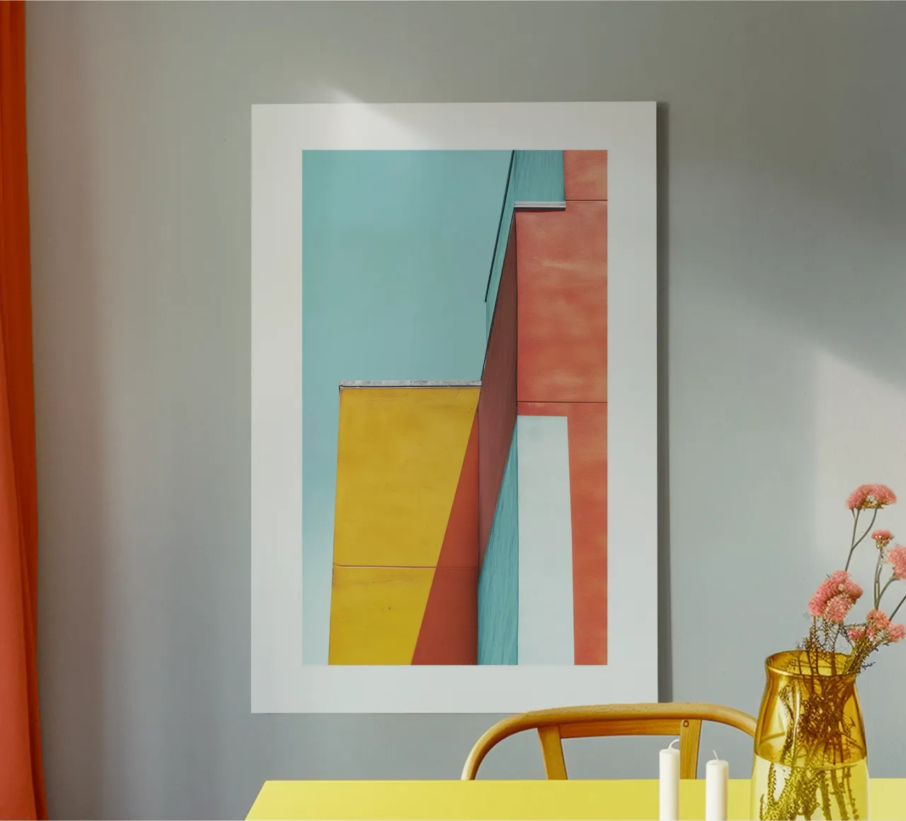 Kleurrijke architectuur 05 canvas met Baklijst van Malou-Studio