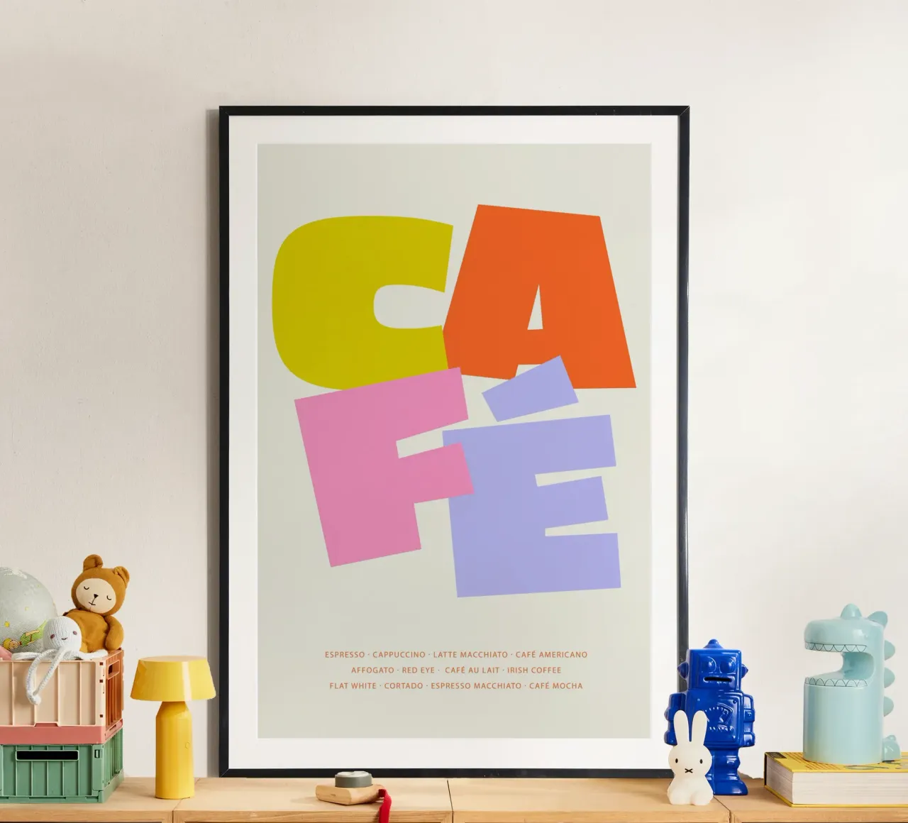 Tipografia colorata del caffè carta hahnemühle da Malou-Studio