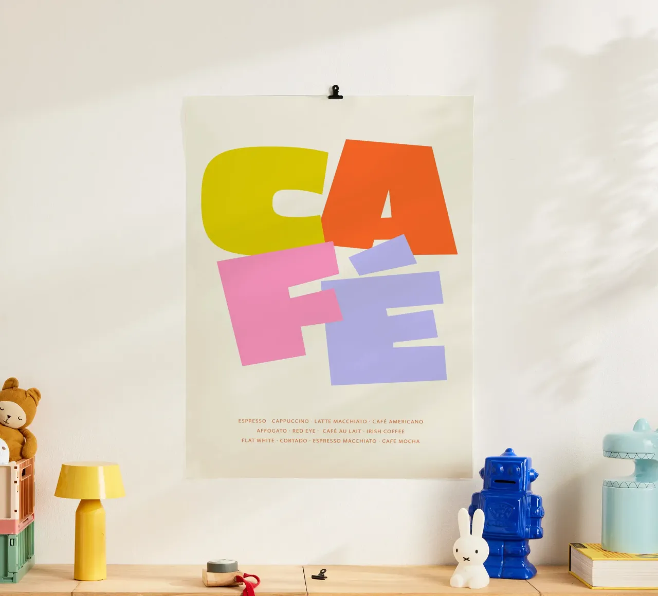 Tipografia colorata del caffè carta hahnemühle da Malou-Studio
