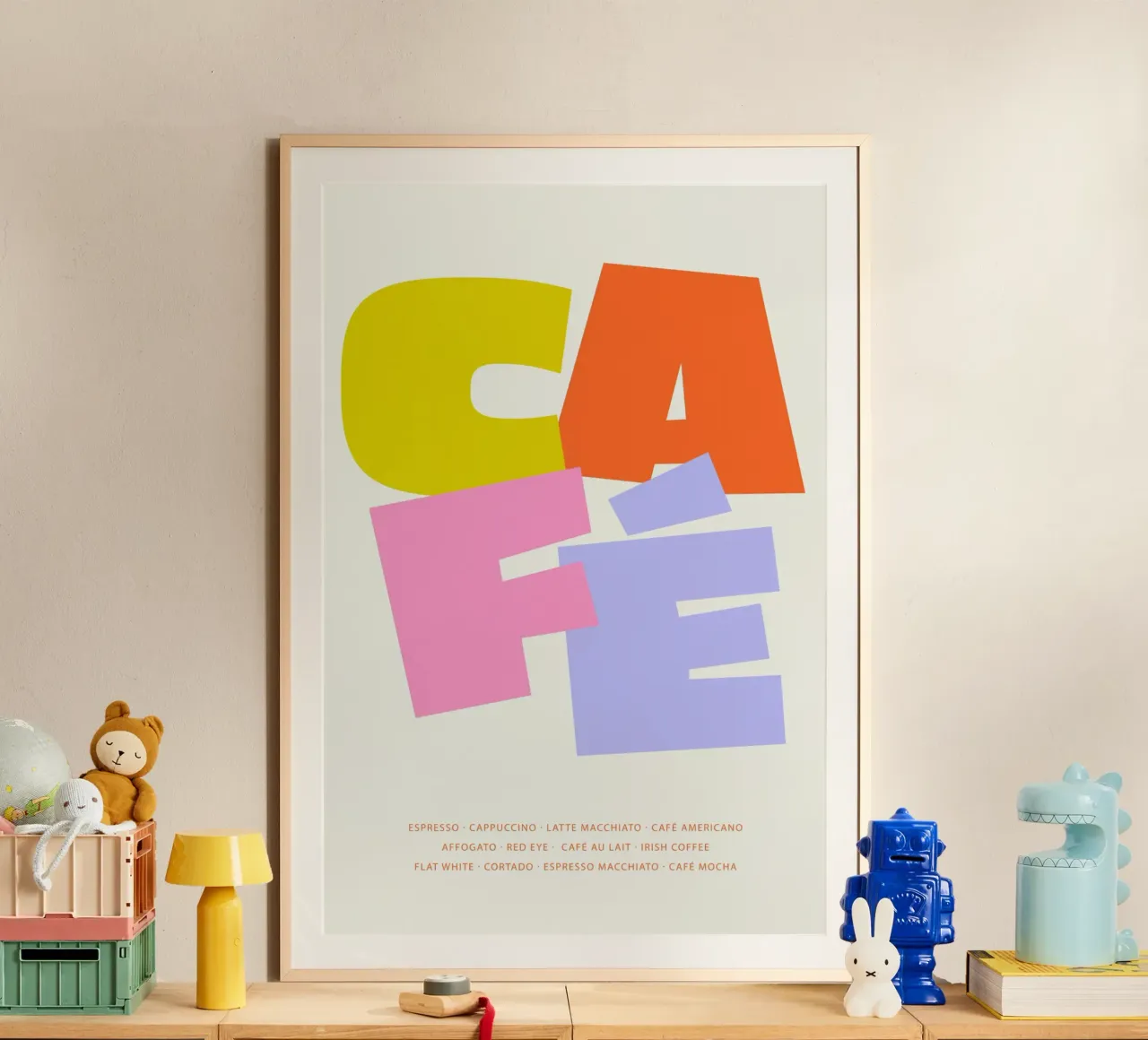 Tipografia colorata del caffè carta hahnemühle da Malou-Studio
