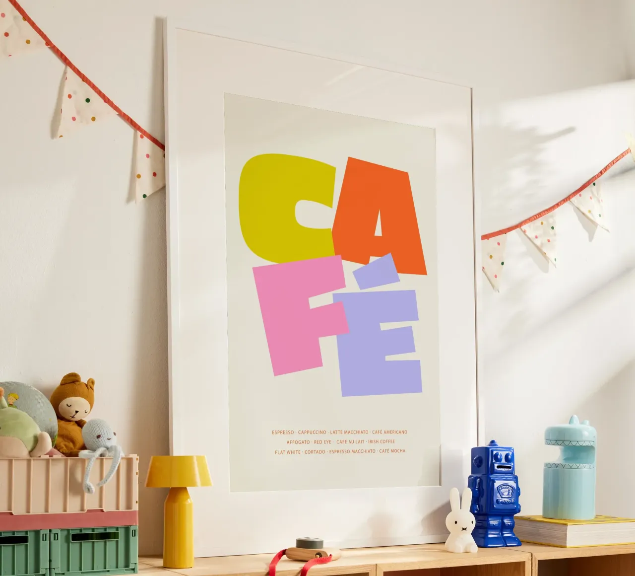 Tipografia colorata del caffè carta hahnemühle da Malou-Studio