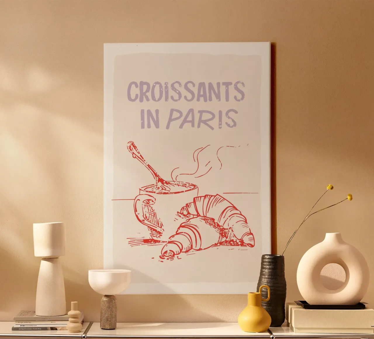 Croissants in Parijs canvas met Baklijst van Malou-Studio