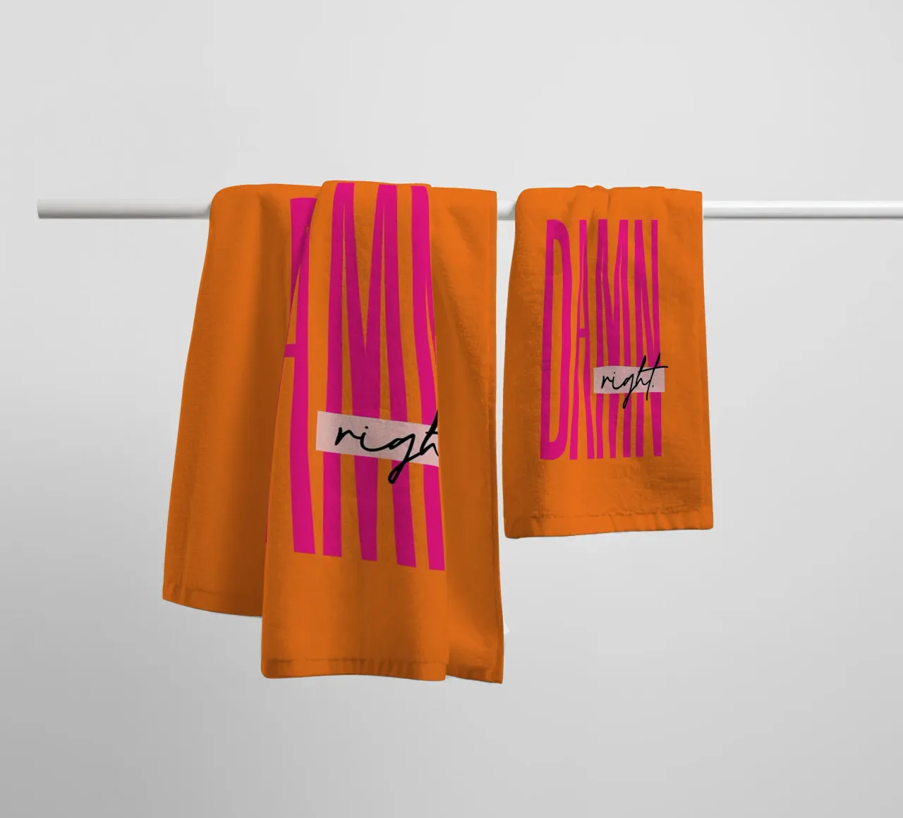 Damn Right - Orange asciugamano da bagno da Malou-Studio