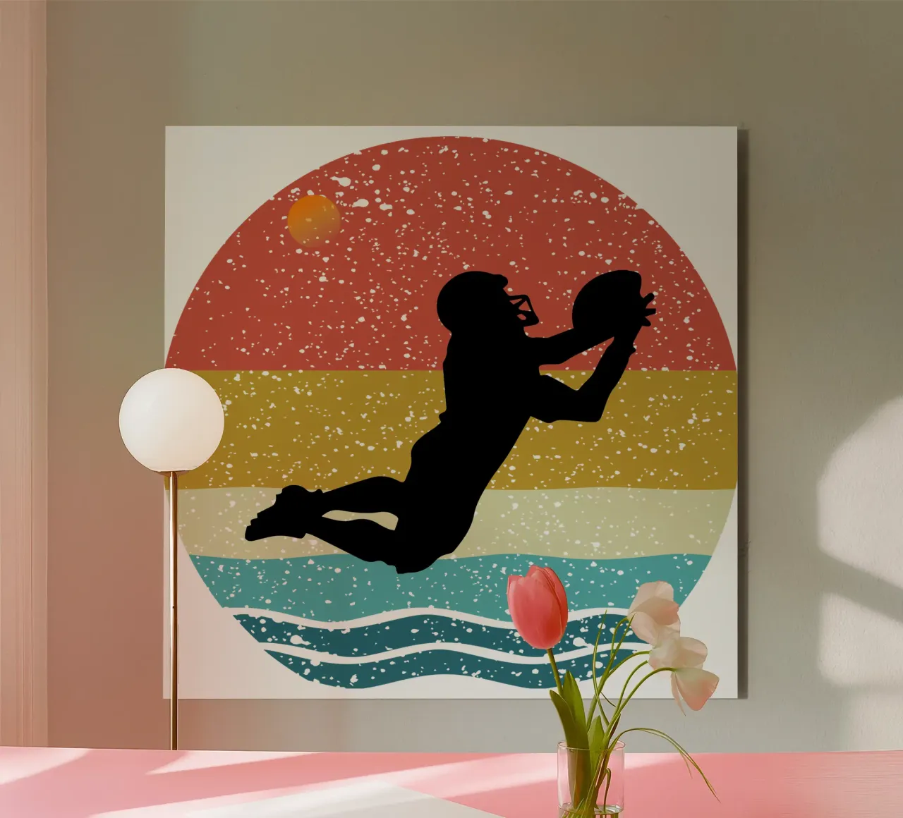 Calcio americano Shilouette Design retrò alluminio dibond da rivariahill