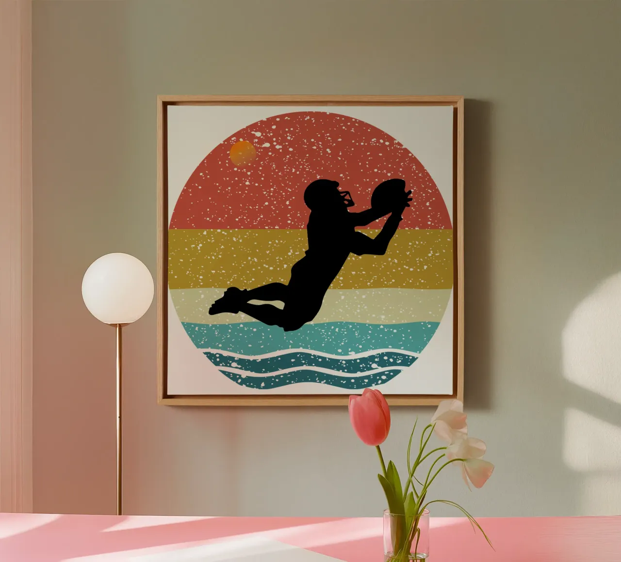 Calcio americano Shilouette Design retrò tela con Cornice a cassetta da rivariahill