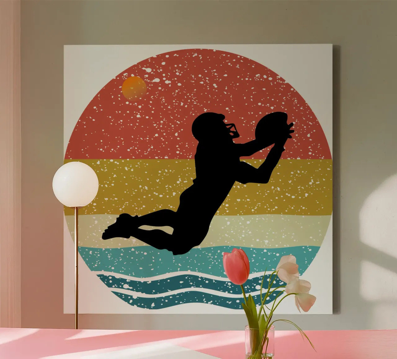 Calcio americano Shilouette Design retrò tela con Cornice a cassetta da rivariahill