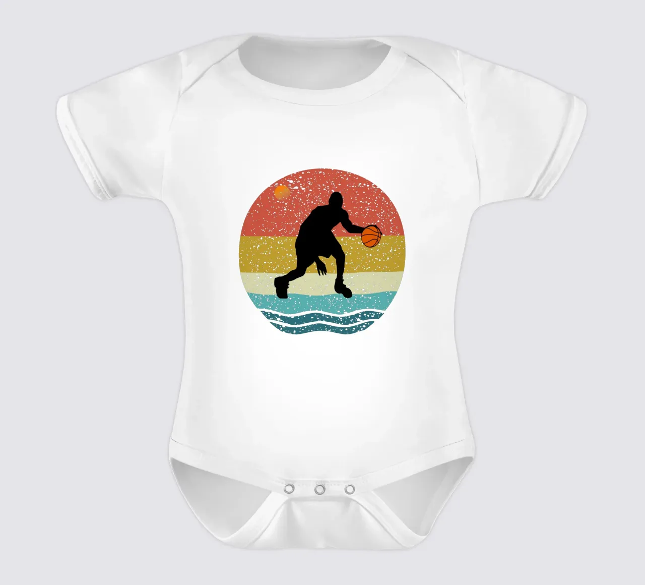 basket Shilouette Retro Design body neonato maniche corte da rivariahill