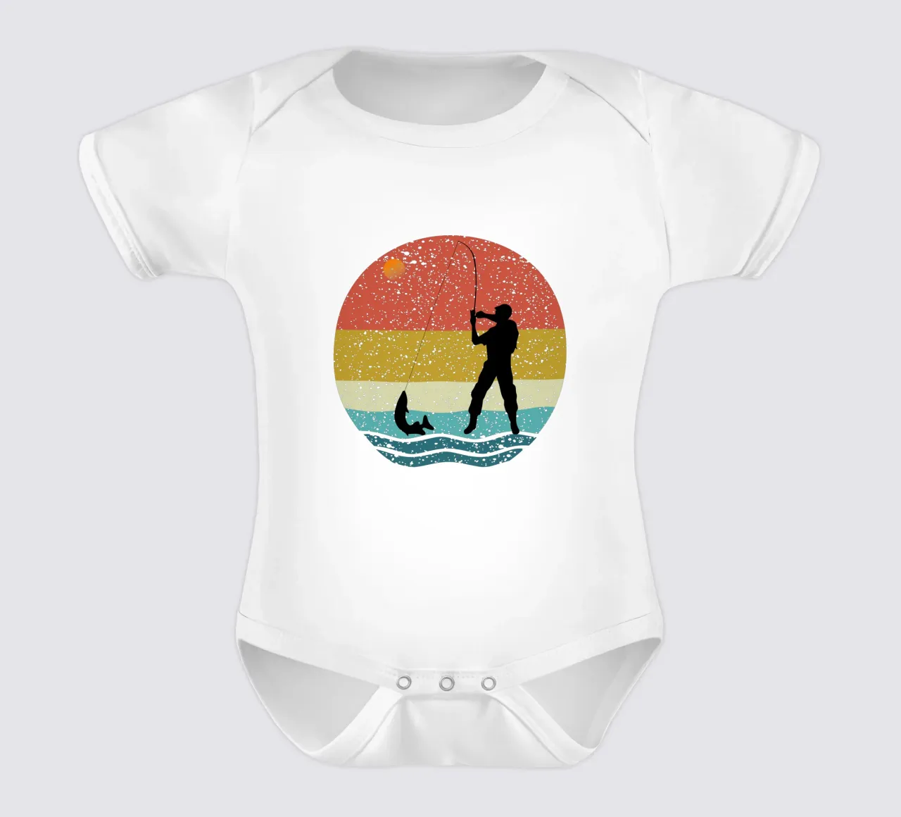 Pesca Shilouette Retro Design body neonato maniche corte da rivariahill