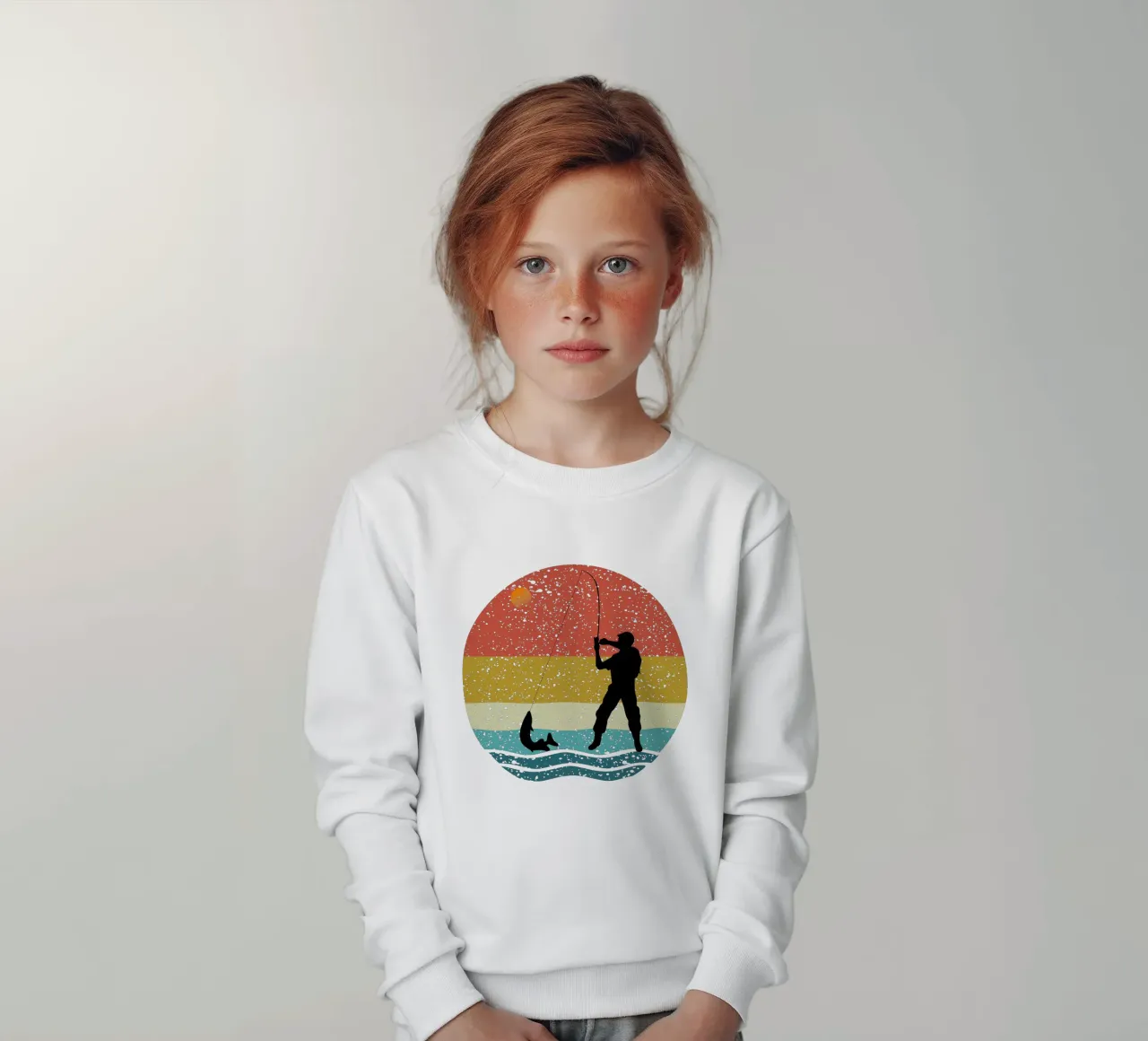 Pesca Shilouette Retro Design felpa bambino da rivariahill