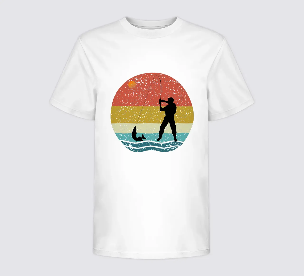 Pesca Shilouette Retro Design t-shirt bambini da rivariahill