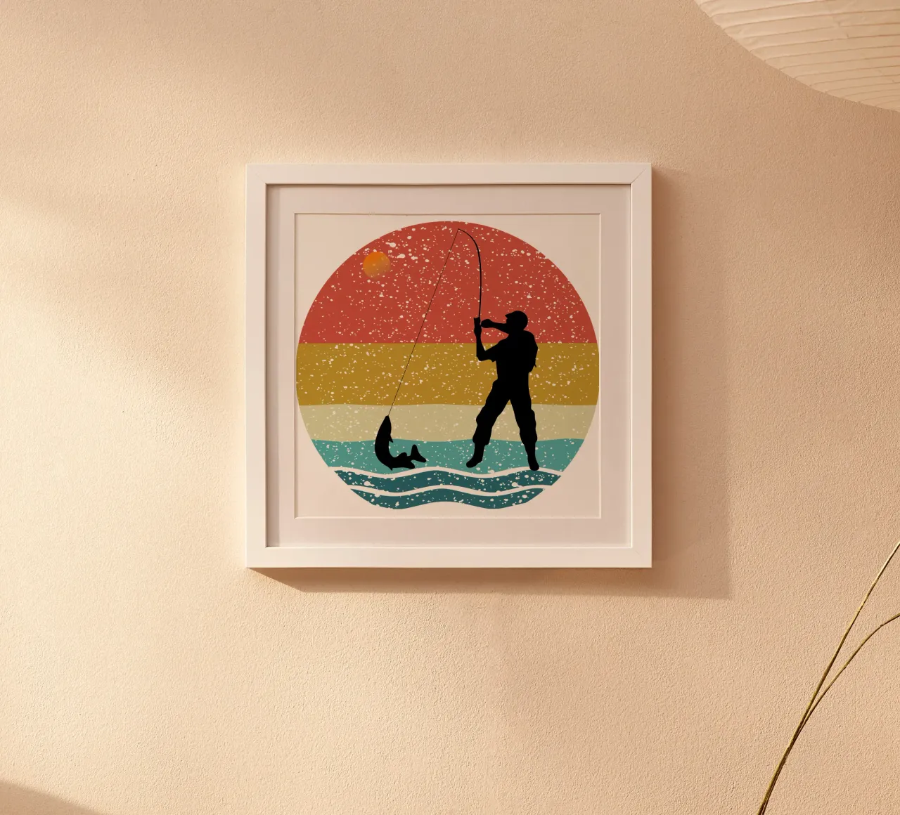 Pesca Shilouette Retro Design poster da rivariahill