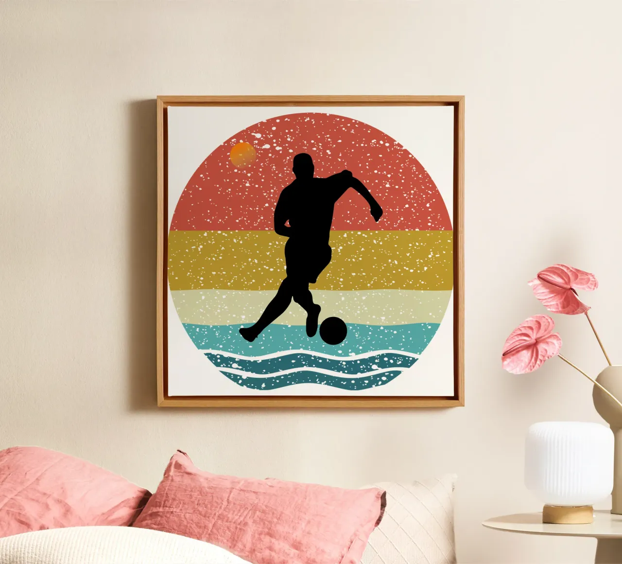 calcio Shilouette Retro Design tela con Cornice a cassetta da rivariahill